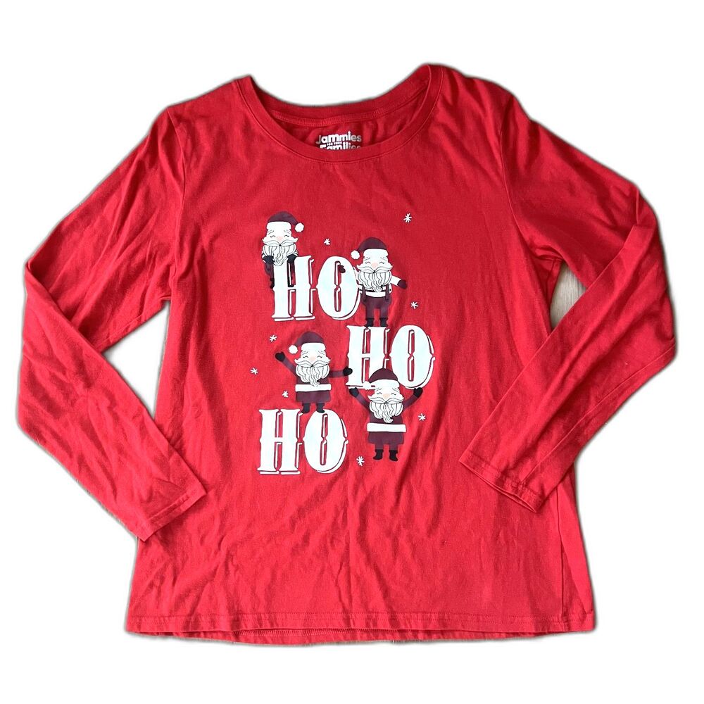 Womens Ladies Red Santa Clause Ho Ho Ho Christmas T-Shirt Top Tee sz M